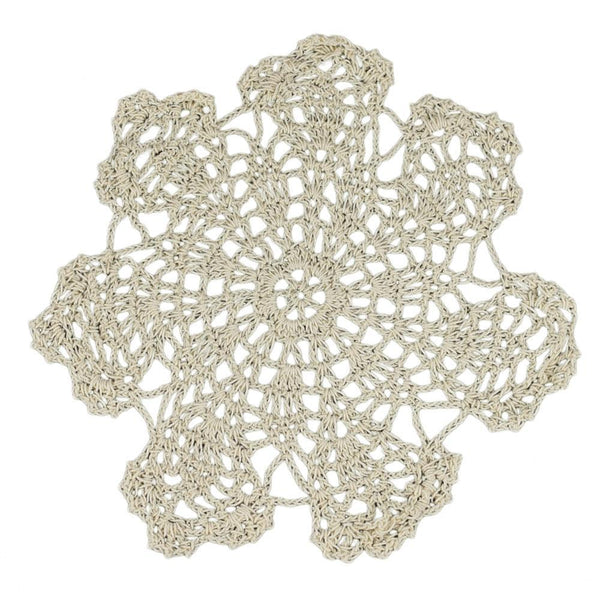 11.5 Bloom Shaped Crochet Lace Doily Placemats, Handmade Cotton Doilies -  Beige (100 PACK) -  - B2B Wholesale Lighting & Décor  since 2002