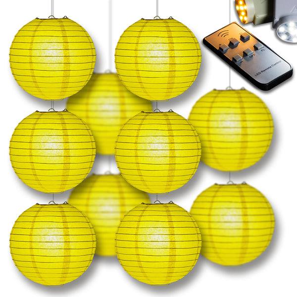 MoonBright 12 inch Warm White Paper Lantern Remote Controlled LED Lights (10-Pack Combo Kit)