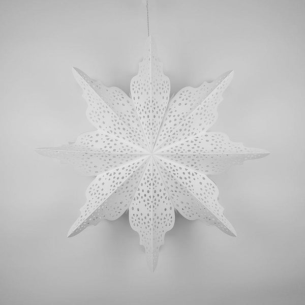 Quasimoon Pizzelle Paper Snowflake Lantern (24-inch, White, Winter Wreath Snowflake Design) - Great with or Without Lights - Holiday Snowflake