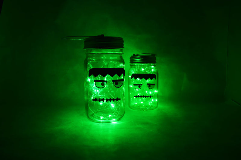 Not So Scary Halloween Monsters: Glow in the Dark Mason Jars