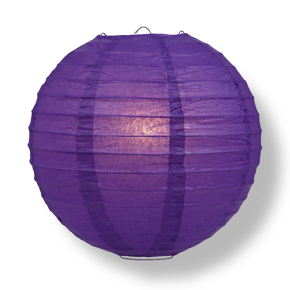 Quasimoon 4 inch Teal Parallel Ribbing Round Paper Lantern (10 Pack)