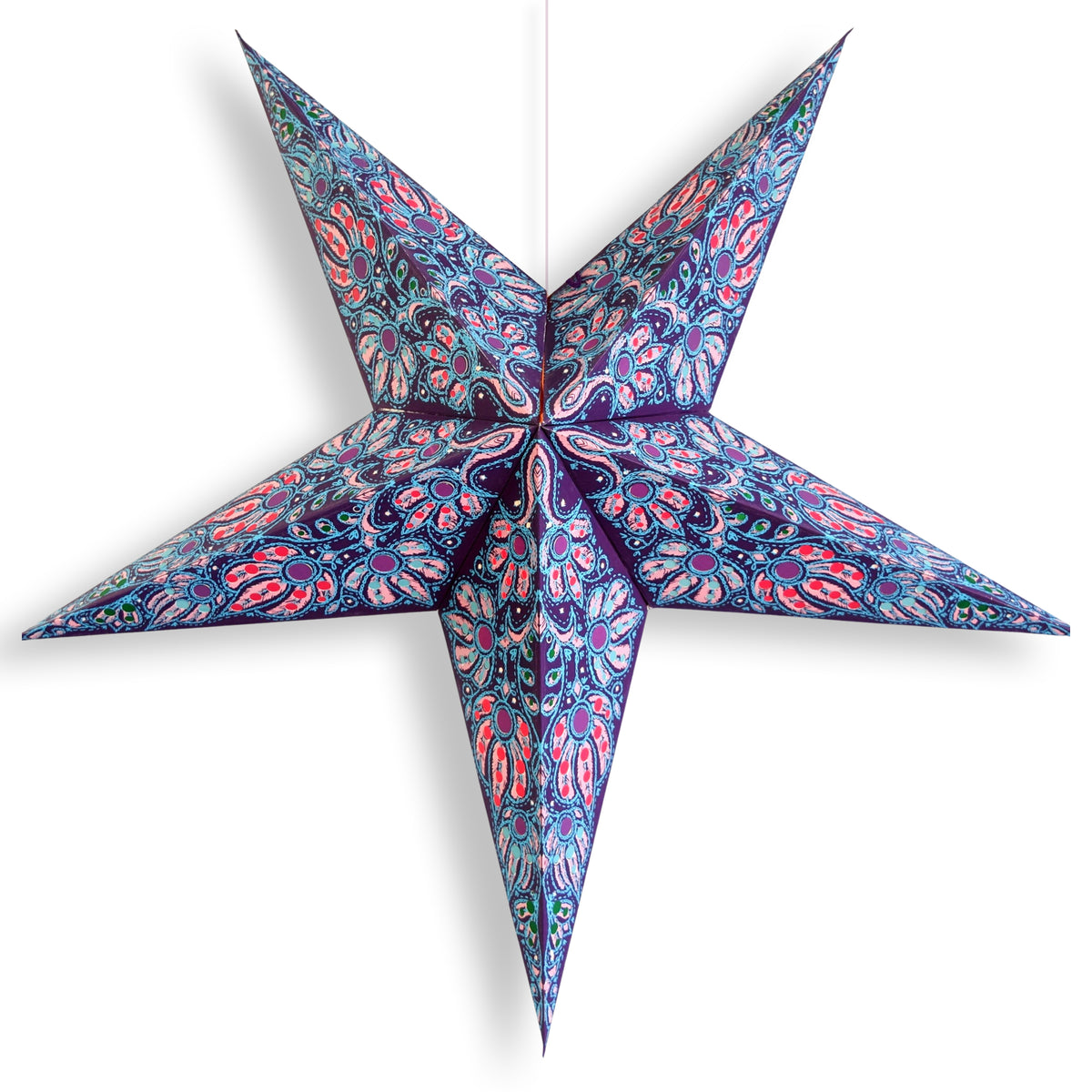 24 Inch Paper Star Lantern, Pink Purple Aurora KIT with Pendant Light Included