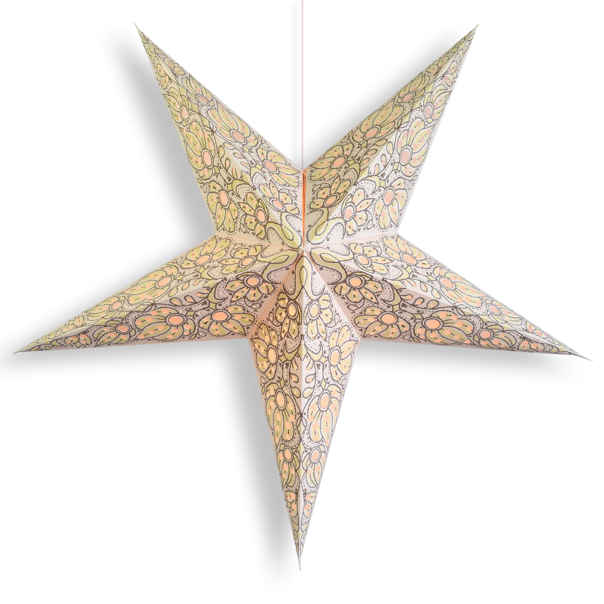 24 Inch Paper Star Lantern, White Solar Burst KIT with Pendant Light Included