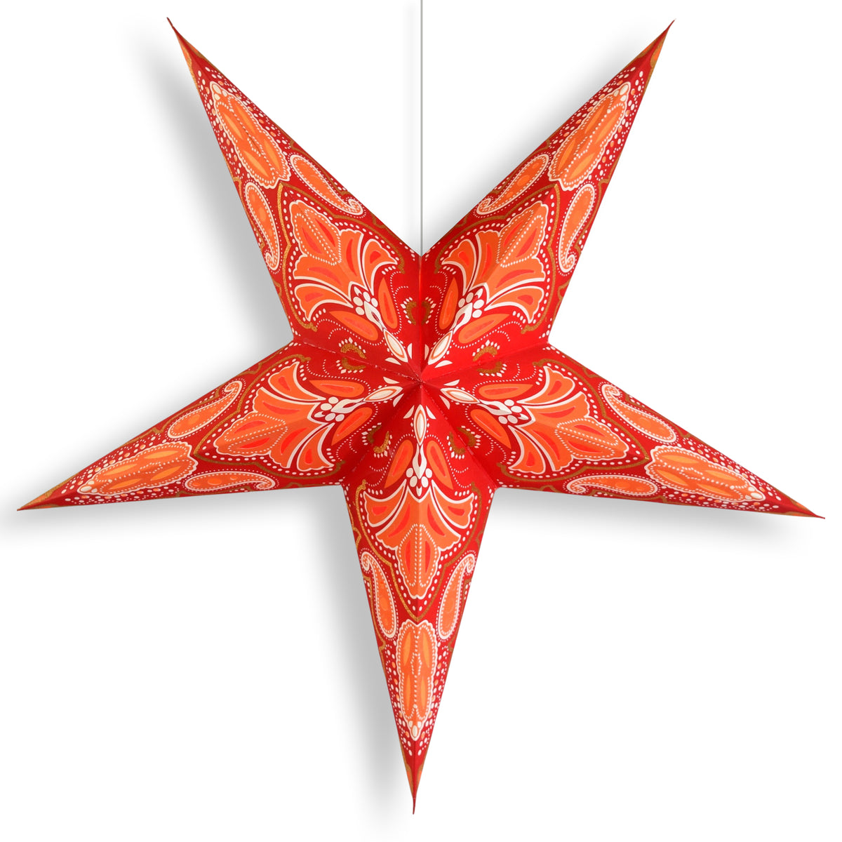 24 Inch Paper Star Lantern, Red Aura Glow Glitter KIT with Pendant Light Included