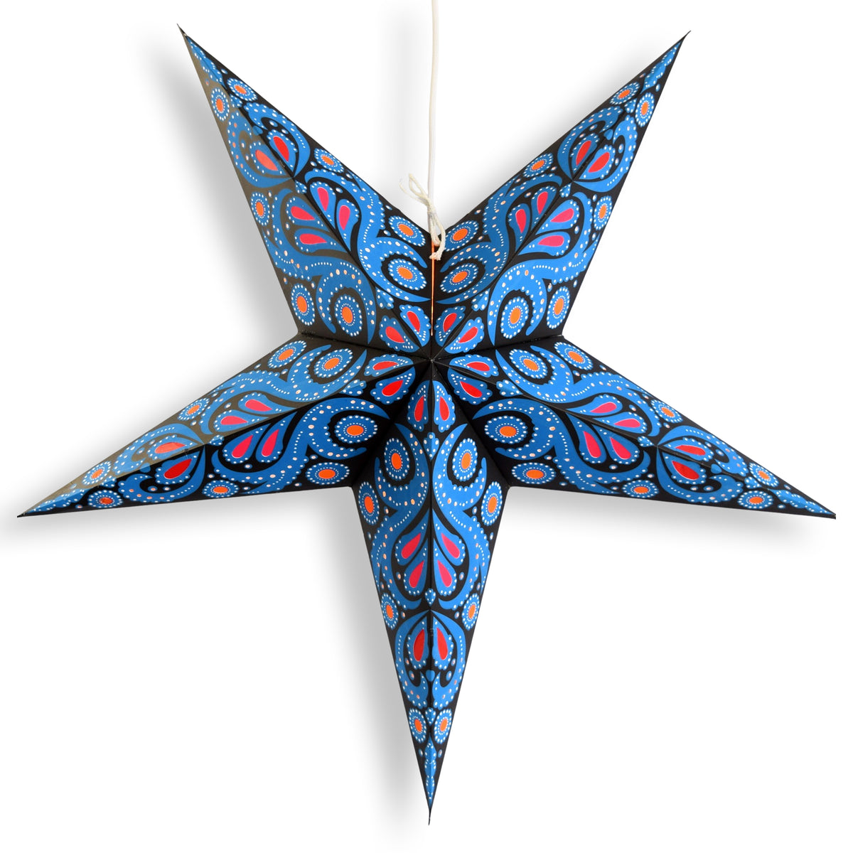 24 Inch Paper Star Lantern, Blue Astral Bloom KIT with Pendant Light Included