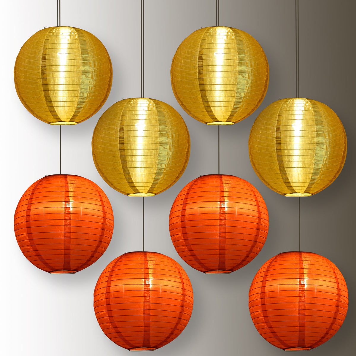 8 PACK | Chinese Lunar New Year Nylon Lanterns, Gold Red Combo Set