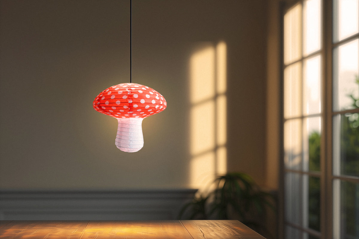 Mushroom Shaped Paper Lantern, (12&quot;W x 11&quot;H)