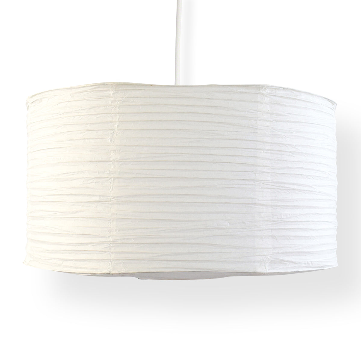 Large Drum Shaped Premium Fine Line Paper Lantern Lampshade, White (18&quot;W x 10.5&quot;H)