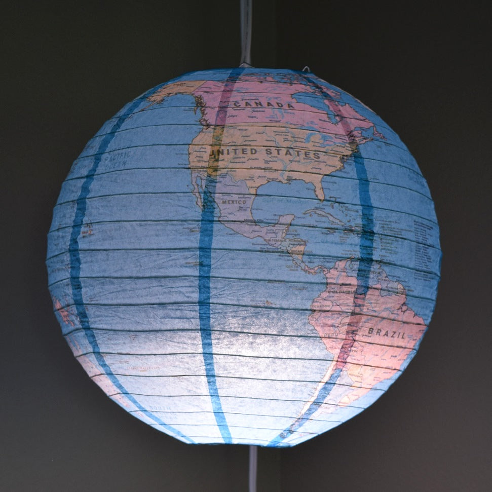 12&quot; Geographical World Map Earth Globe Paper Lantern Hanging Classroom &amp; Party Decoration