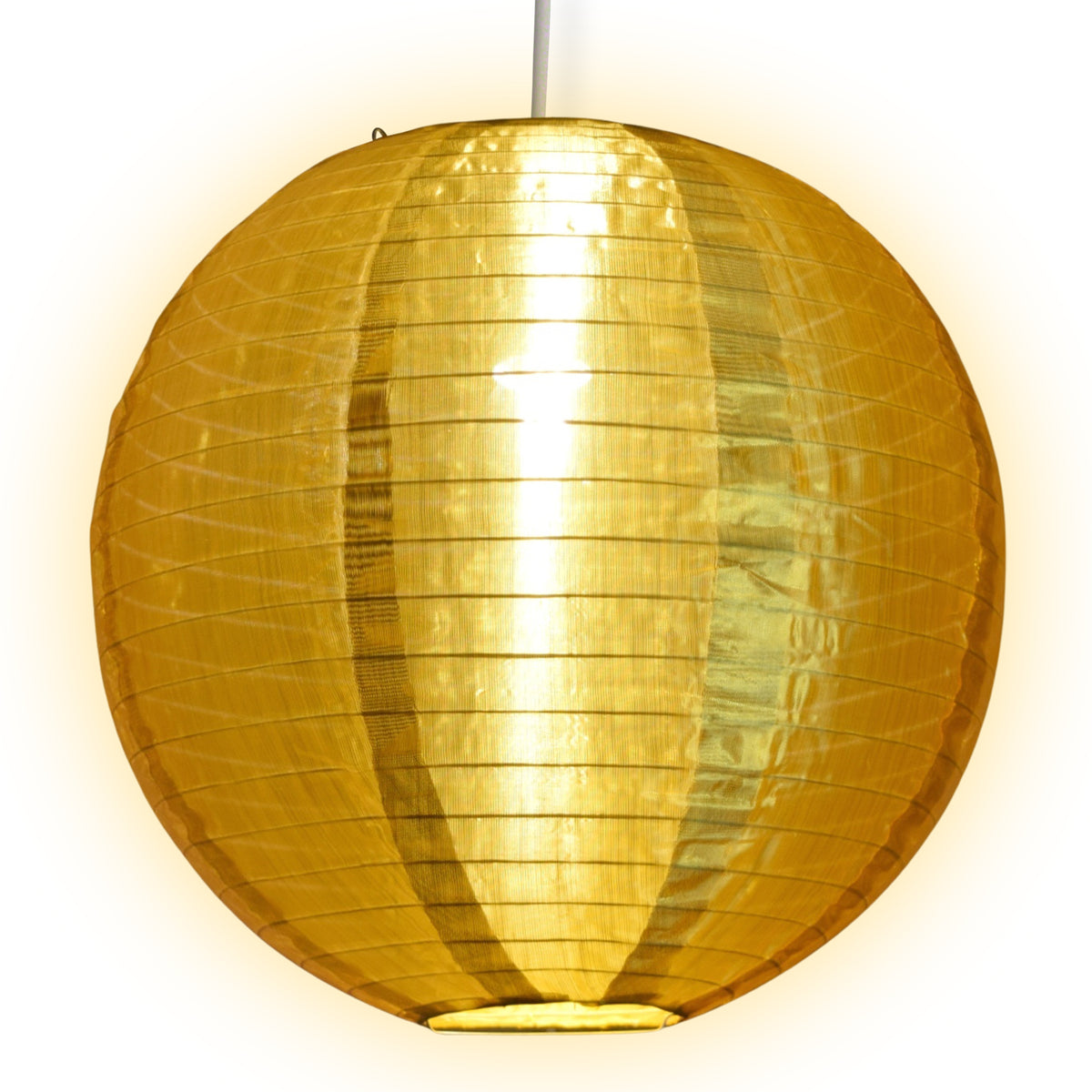 Jumbo 30 Inch Gold Shimmering Nylon Lantern, Even Ribbing, Durable, Hanging