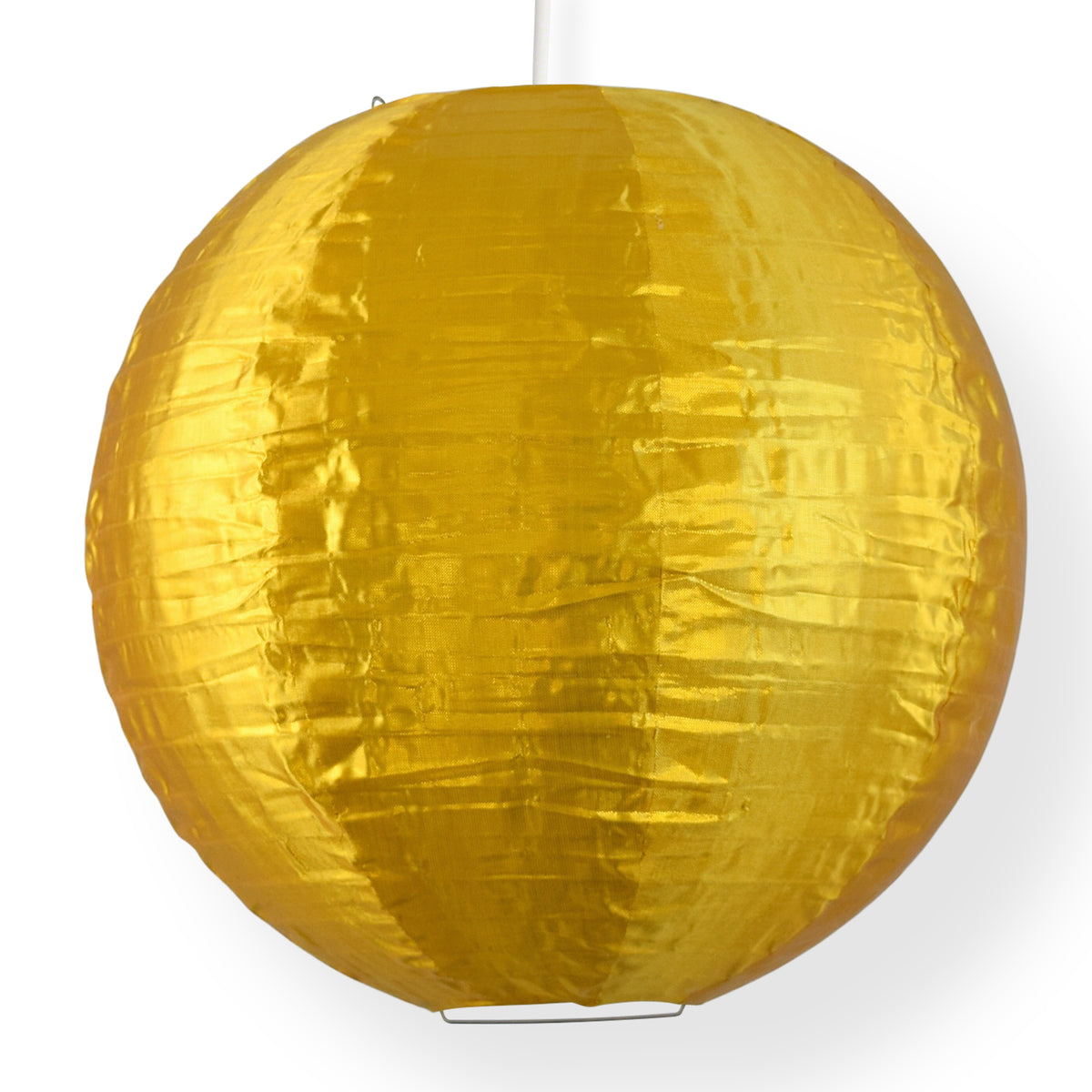 16 Inch Gold Shimmering Nylon Lantern, Even Ribbing, Durable, Hanging