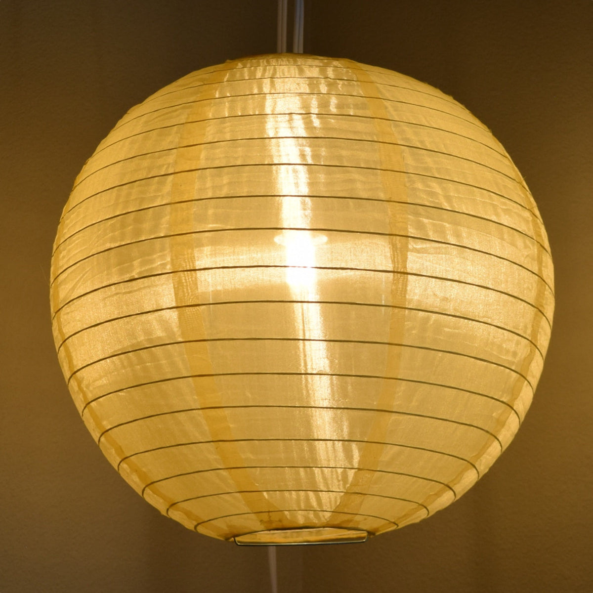 24&quot; Golden Yellow Shimmering Nylon Lantern, Even Ribbing, Durable, Hanging