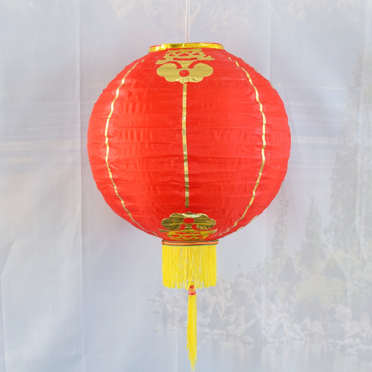 8&quot; Red Traditional Nylon Chinese New Year Lantern w/Tassel