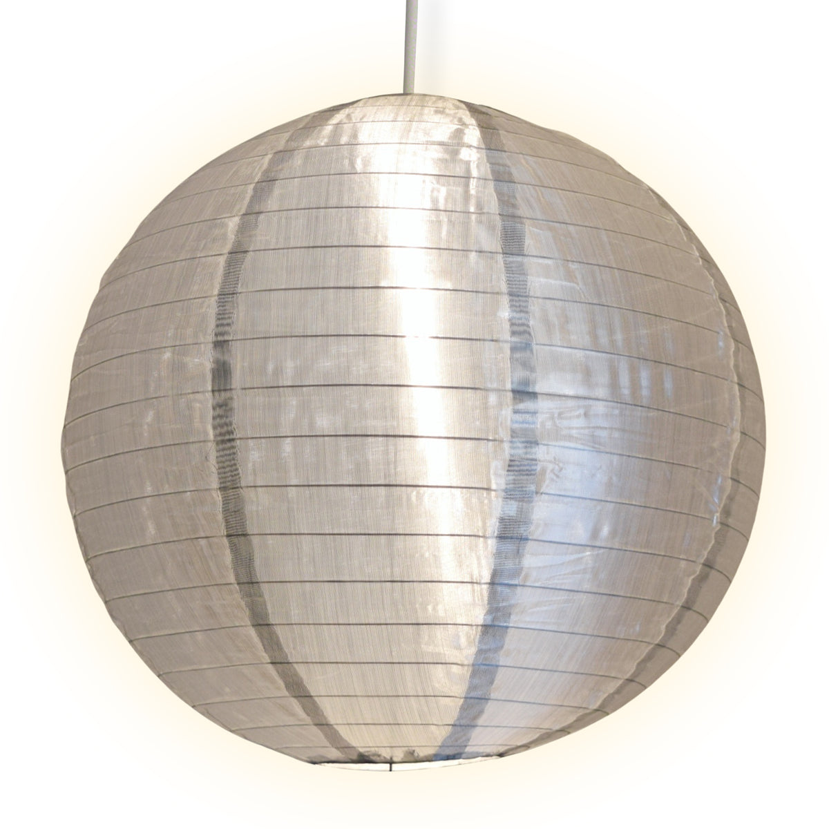 12 Inch Silver Shimmering Nylon Lantern, Even Ribbing, Durable, Hanging