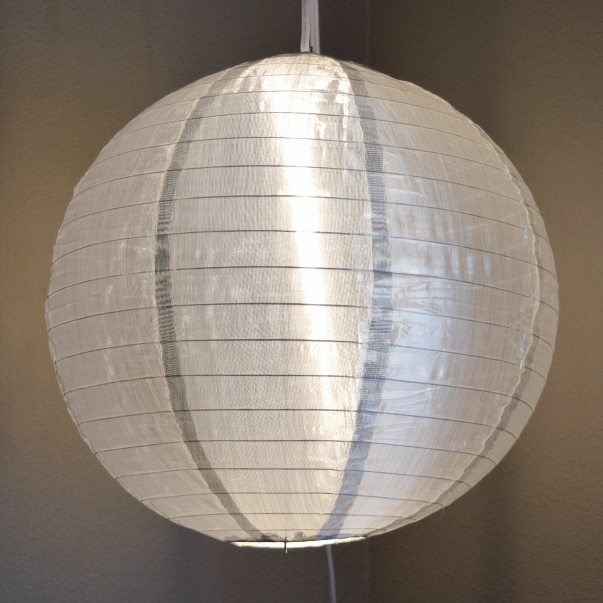 12 Inch Silver Shimmering Nylon Lantern, Even Ribbing, Durable, Hanging