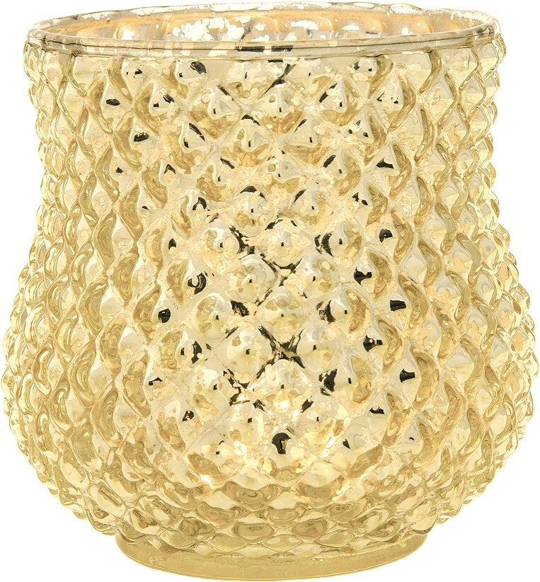 Best in Show Mercury Glass Votive Tea Light Candle Holder Set - Gold (4 PACK Assorted Large)