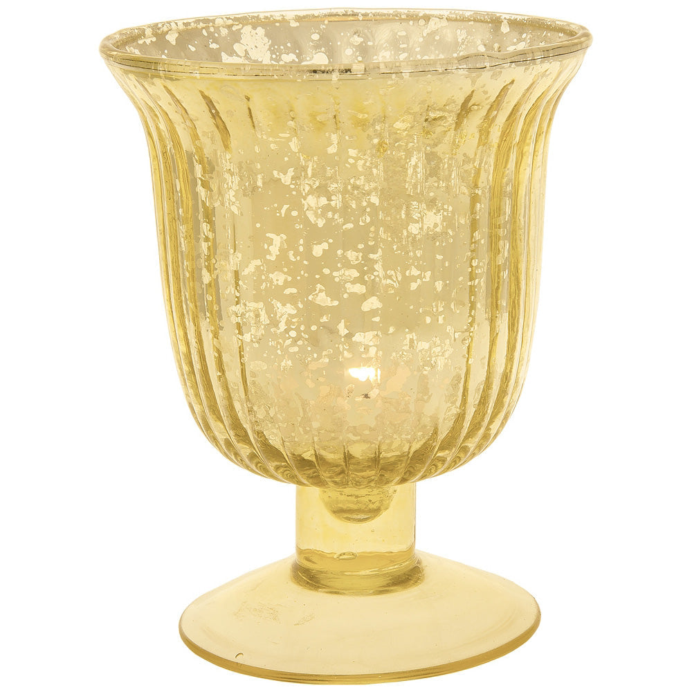 Best in Show Mercury Glass Votive Tea Light Candle Holder Set - Gold (4 PACK Assorted Large)