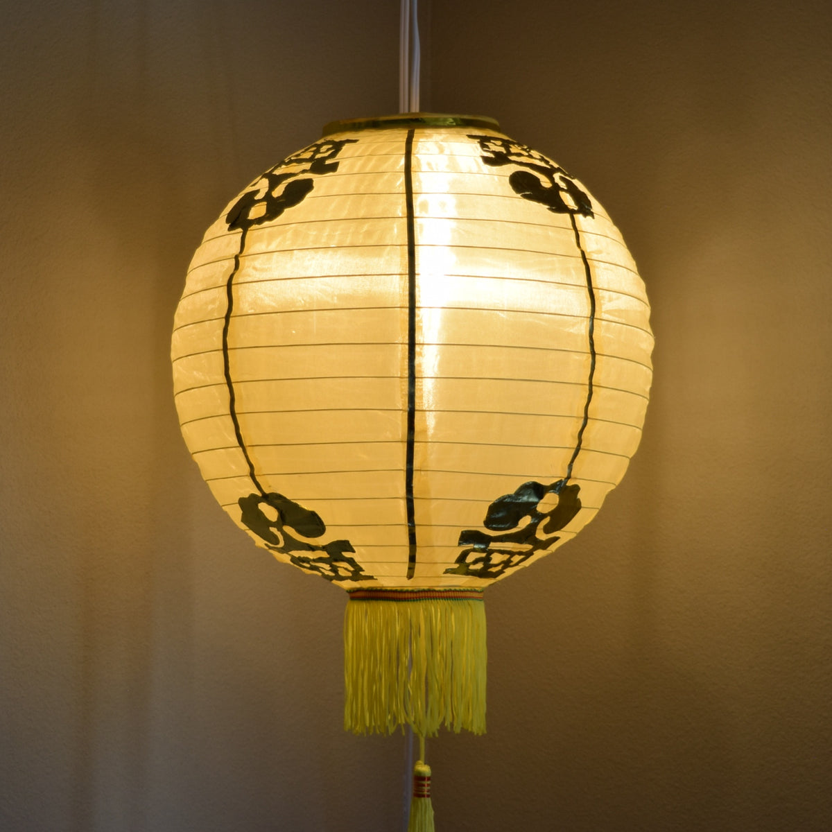 14&quot; Gold Yellow Traditional Nylon Chinese New Year Lantern w/ Tassel