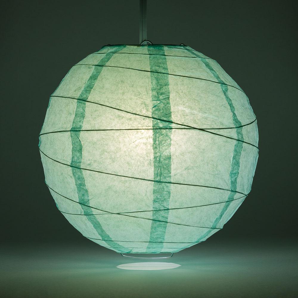 5 PACK | 12"  Cool Mint Green Crisscross Ribbing, Hanging Paper Lanterns - PaperLanternStore.com - Paper Lanterns, Decor, Party Lights & More