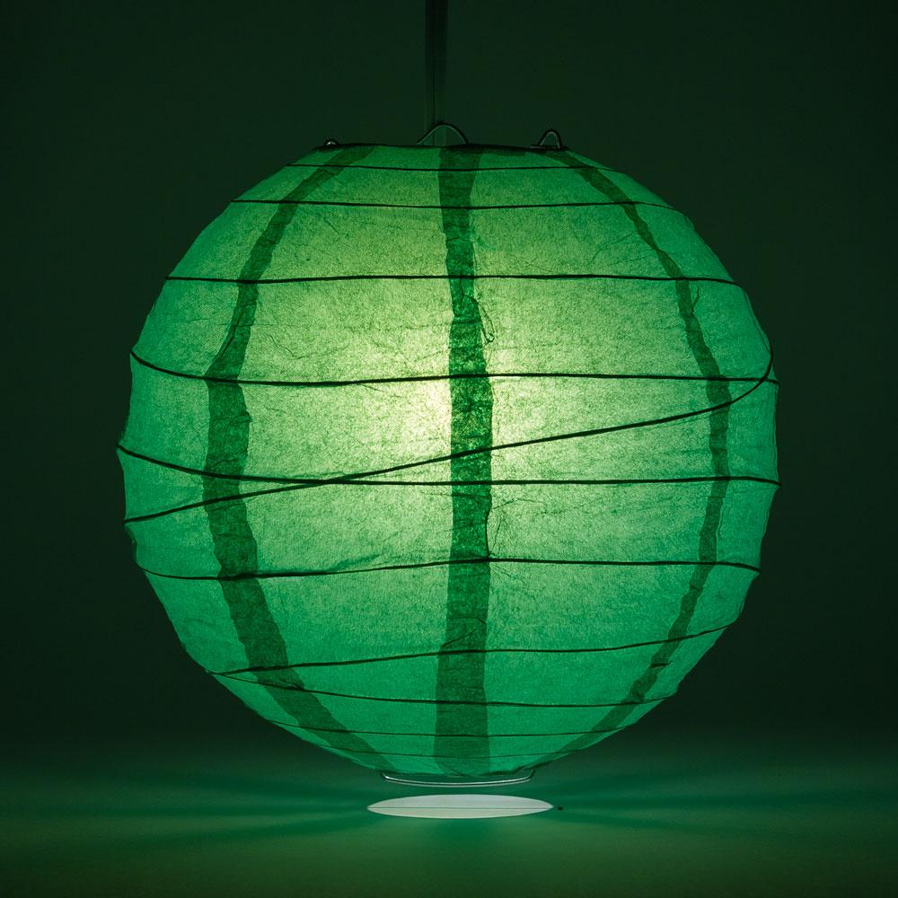 BULK PACK (5) 16" Emerald Green Round Paper Lantern, Crisscross Ribbing, Chinese Hanging Wedding & Party Decoration - PaperLanternStore.com - Paper Lanterns, Decor, Party Lights & More