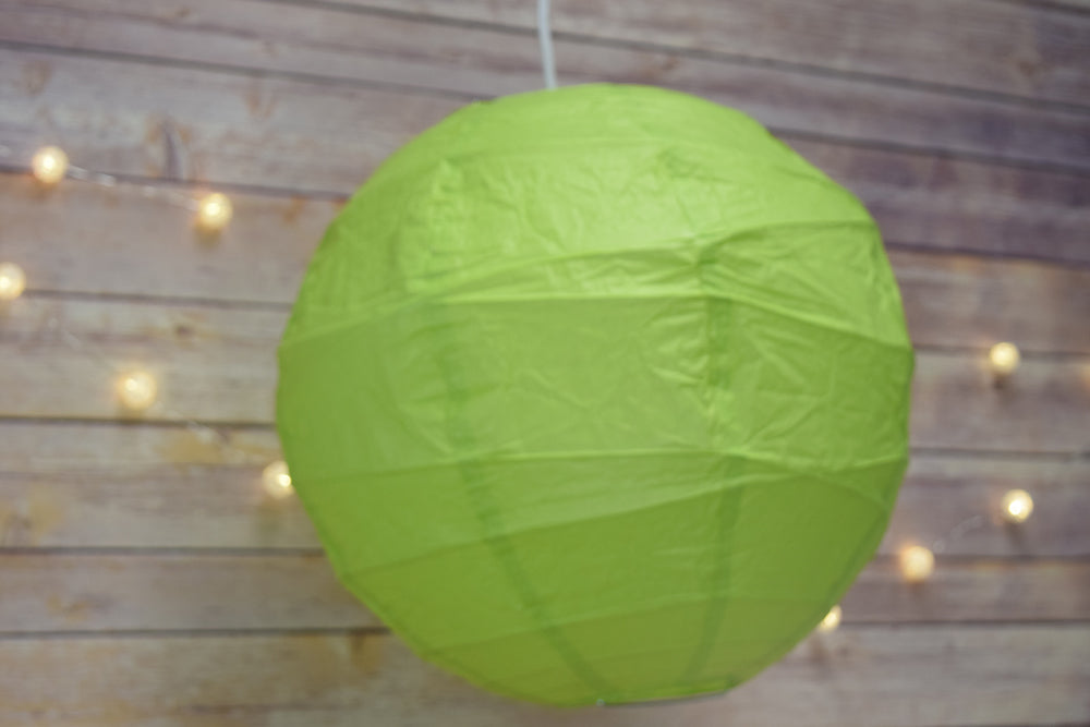 10 Inch Grass Greenery Round Paper Lantern, Crisscross Ribbing