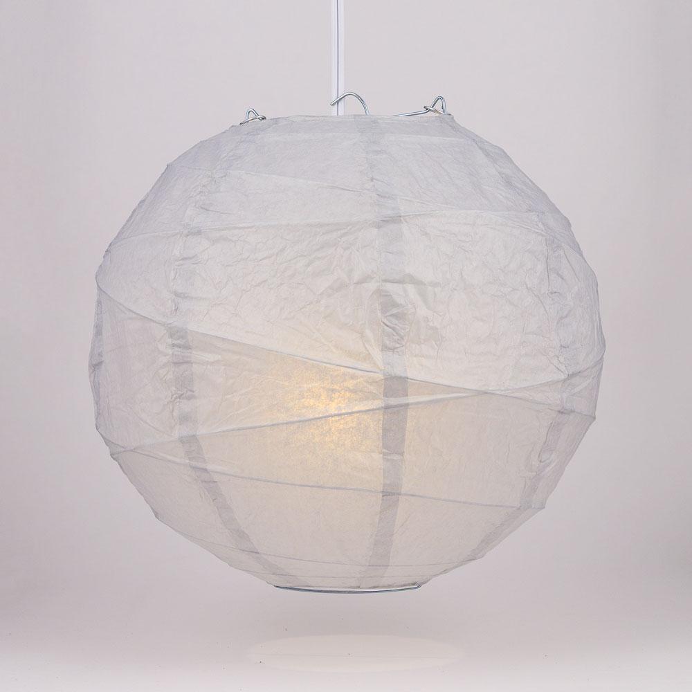 BLOWOUT BULK PACK (12) 24&quot; Gray / Grey Round Paper Lantern, Crisscross Ribbing, Chinese Hanging Wedding &amp; Party Decoration