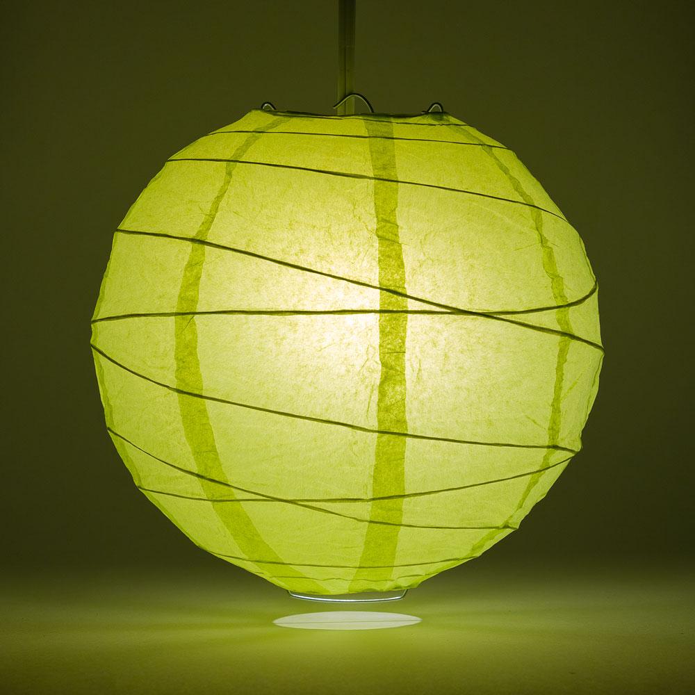 BULK PACK (5) 8" Light Lime Green Round Paper Lantern, Crisscross Ribbing, Chinese Hanging Wedding & Party Decoration - PaperLanternStore.com - Paper Lanterns, Decor, Party Lights & More