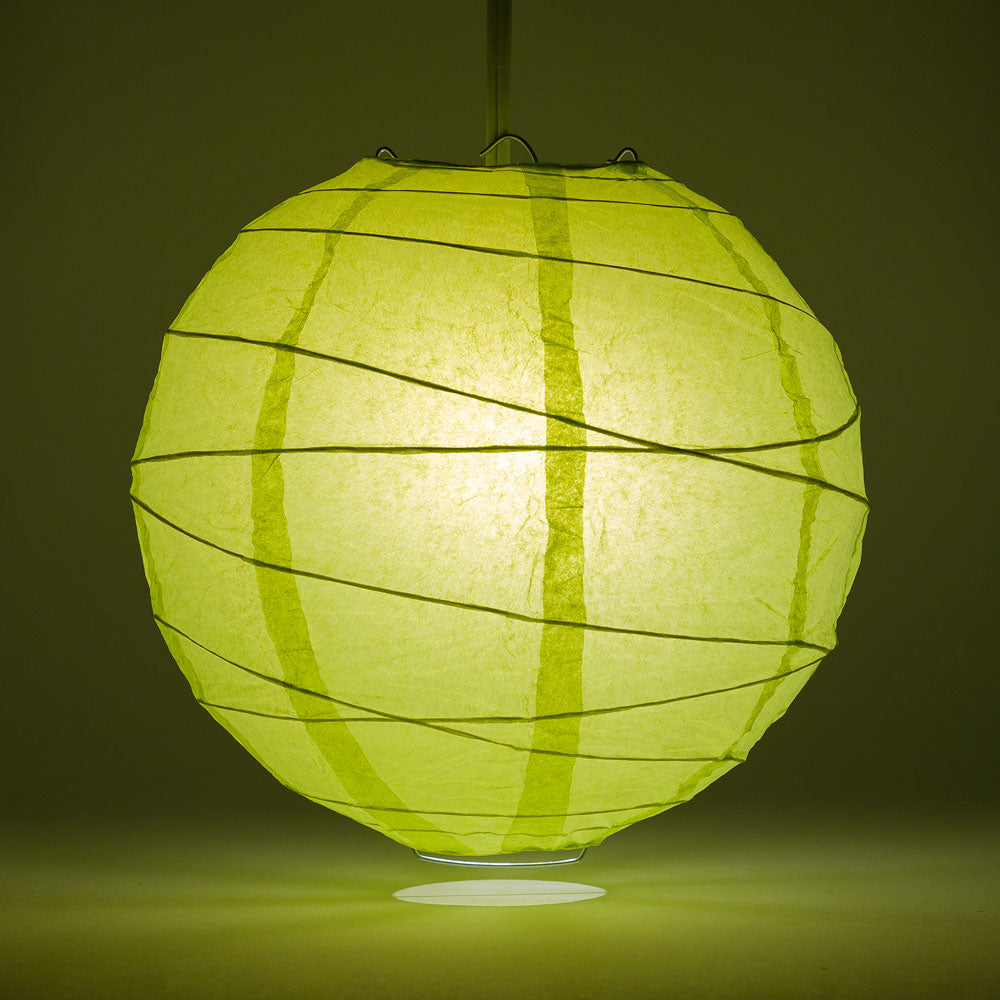 24" Light Lime Green Round Paper Lantern, Crisscross Ribbing, Chinese Hanging Wedding & Party Decoration - PaperLanternStore.com - Paper Lanterns, Decor, Party Lights & More