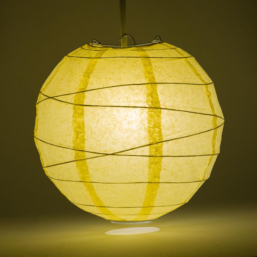 BULK PACK (12) 16" Lemon Yellow Chiffon Round Paper Lantern, Crisscross Ribbing, Chinese Hanging Wedding & Party Decoration - PaperLanternStore.com - Paper Lanterns, Decor, Party Lights & More