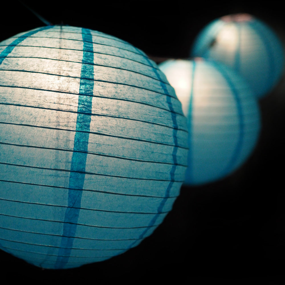 MoonBright 12" Turquoise Paper Lantern String Light Set (10-PACK Combo Kit) - PaperLanternStore.com - Paper Lanterns, Decor, Party Lights & More