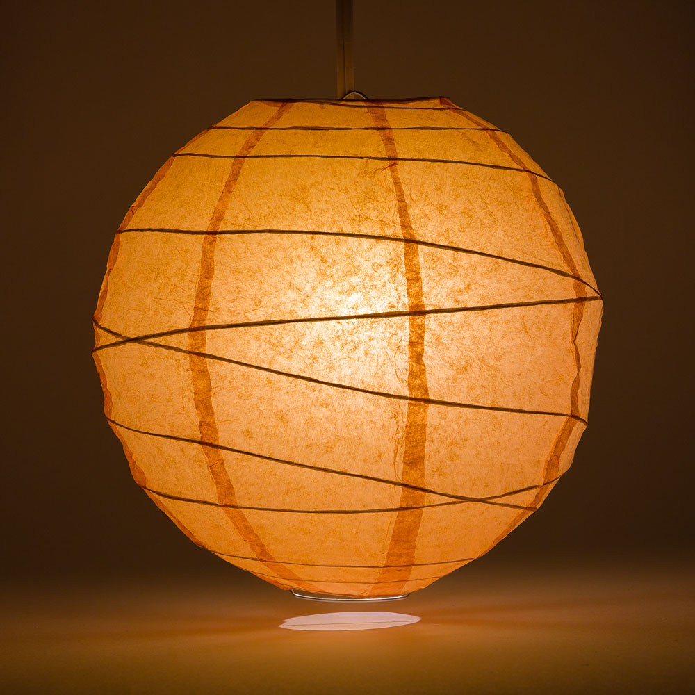 8 Inch Peach / Orange Coral Round Paper Lantern, Crisscross Ribbing,  Hanging Decoration on Sale Now!, Chinese Lanterns