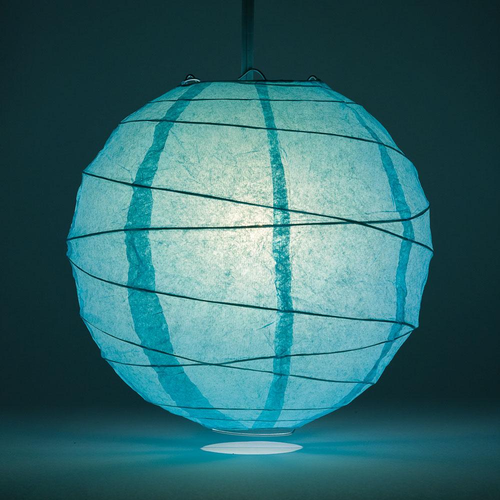 BULK PACK (5) 8" Water Blue Round Paper Lantern, Crisscross Ribbing, Chinese Hanging Wedding & Party Decoration - PaperLanternStore.com - Paper Lanterns, Decor, Party Lights & More