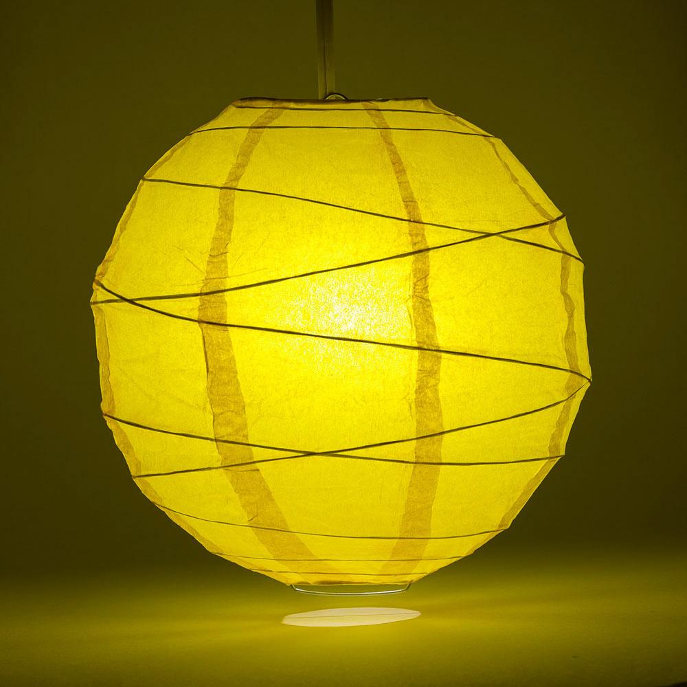 BULK PACK (12) 16" Yellow Round Paper Lantern, Crisscross Ribbing, Chinese Hanging Wedding & Party Decoration - PaperLanternStore.com - Paper Lanterns, Decor, Party Lights & More