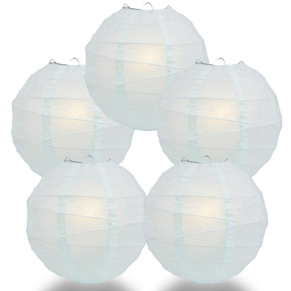 BULK PACK (5) 16" Arctic Spa Blue Round Paper Lantern, Irregular Ribbed, Chinese Hanging Wedding & Party Decoration - PaperLanternStore.com - Paper Lanterns, Decor, Party Lights & More