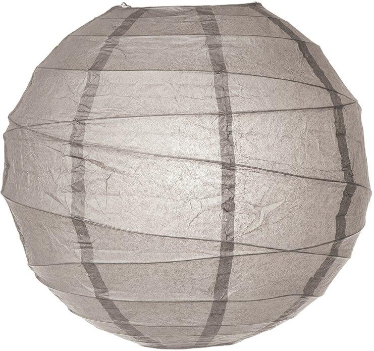 BULK PACK (5) 24" Gray / Grey Round Paper Lantern, Crisscross Ribbing, Chinese Hanging Wedding & Party Decoration - PaperLanternStore.com - Paper Lanterns, Decor, Party Lights & More