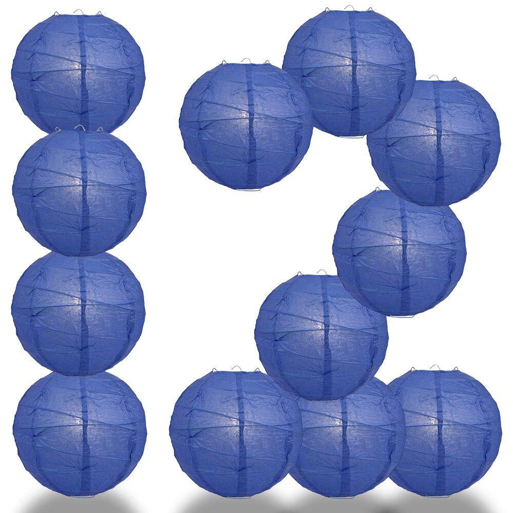 BULK PACK (12) 20" Dark Blue Round Paper Lantern, Crisscross Ribbing, Chinese Hanging Wedding & Party Decoration - PaperLanternStore.com - Paper Lanterns, Decor, Party Lights & More