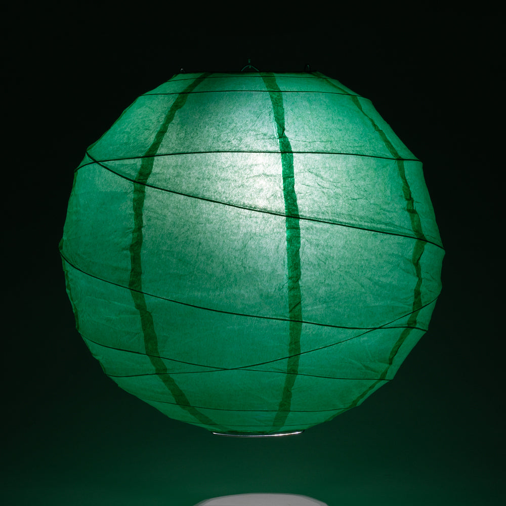 12" Arcadia Teal Green Round Paper Lantern, Crisscross Ribbing, Hanging Decoration - PaperLanternStore.com - Paper Lanterns, Decor, Party Lights & More