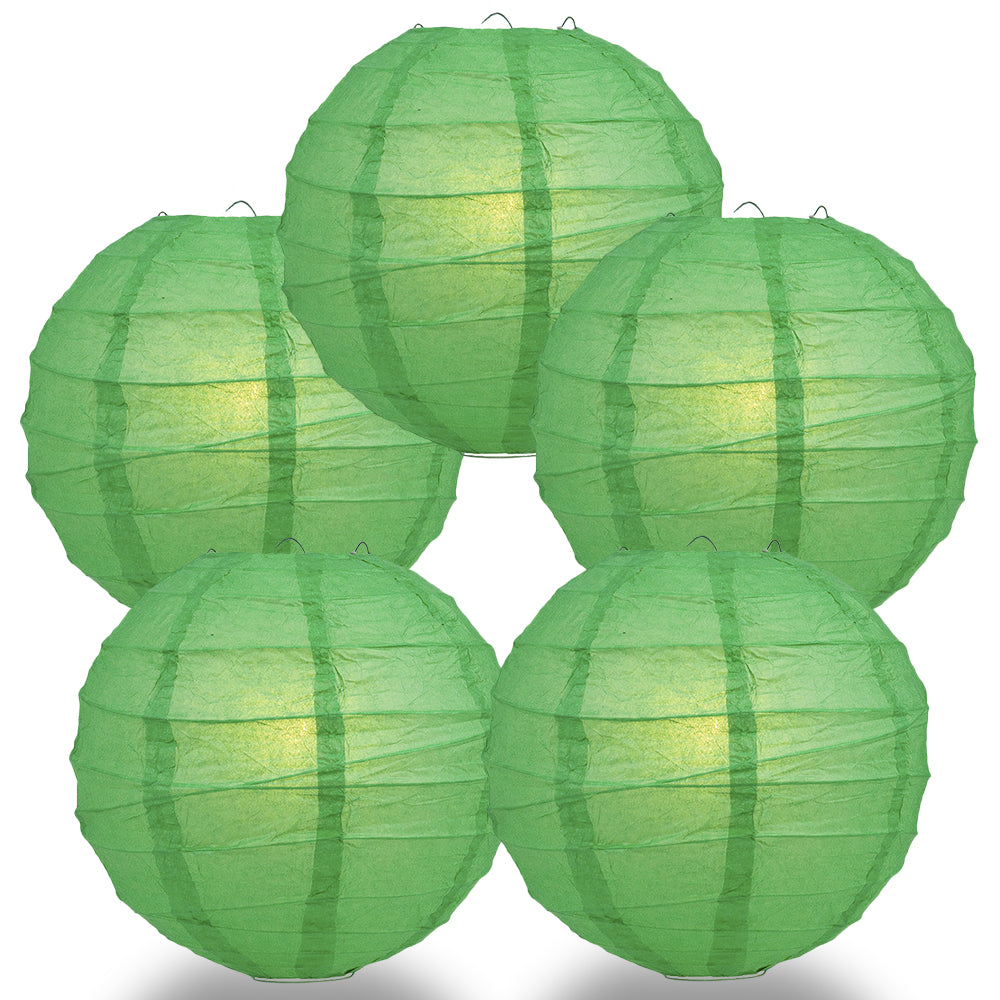 5 PACK | 12"  Emerald Green Crisscross Ribbing, Hanging Paper Lanterns - PaperLanternStore.com - Paper Lanterns, Decor, Party Lights & More