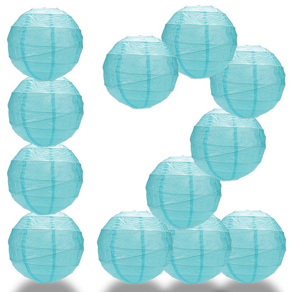 BULK PACK (12) 32&quot; Baby Blue Round Paper Lantern, Crisscross Ribbing, Hanging Decoration - PaperLanternStore.com - Paper Lanterns, Decor, Party Lights &amp; More