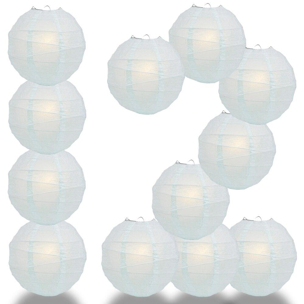 BULK PACK (12) 28" Arctic Spa Blue Round Paper Lantern, Irregular Ribbed, Chinese Hanging Wedding & Party Decoration - PaperLanternStore.com - Paper Lanterns, Decor, Party Lights & More