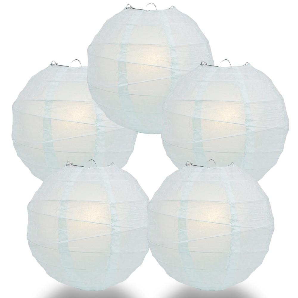 BULK PACK (5) 6" Arctic Spa Blue Round Paper Lantern, Crisscross Ribbing, Chinese Hanging Wedding & Party Decoration - PaperLanternStore.com - Paper Lanterns, Decor, Party Lights & More