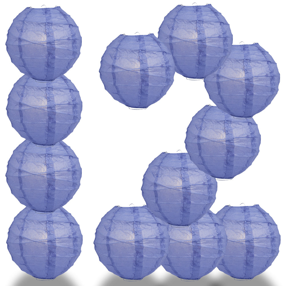 12 PACK | 12"  Astra Blue / Very Periwinkle Crisscross Ribbing, Hanging Paper Lantern Combo Set - PaperLanternStore.com - Paper Lanterns, Decor, Party Lights & More