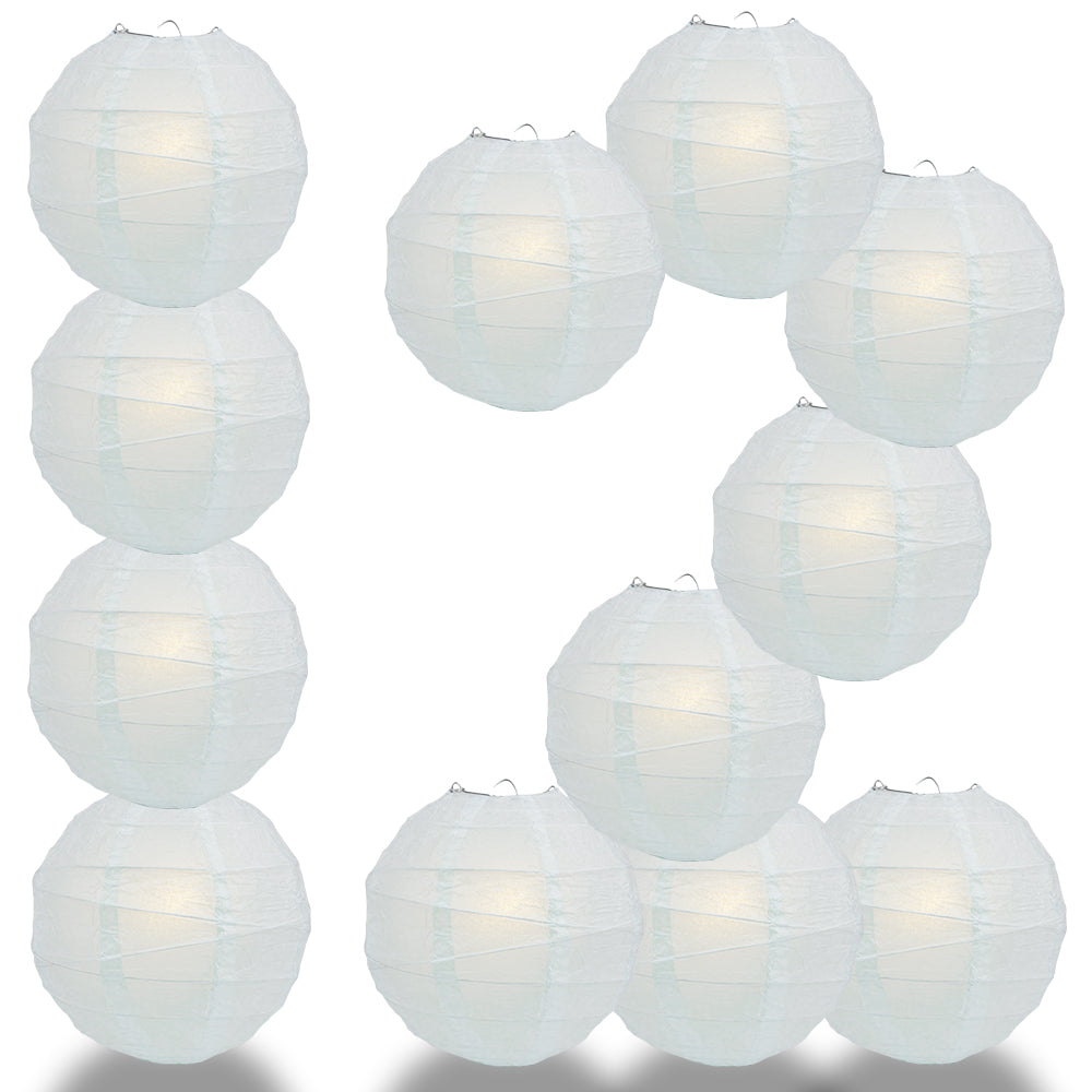 12 PACK | 12"  Arctic Spa Blue Crisscross Ribbing, Hanging Paper Lantern Combo Set - PaperLanternStore.com - Paper Lanterns, Decor, Party Lights & More