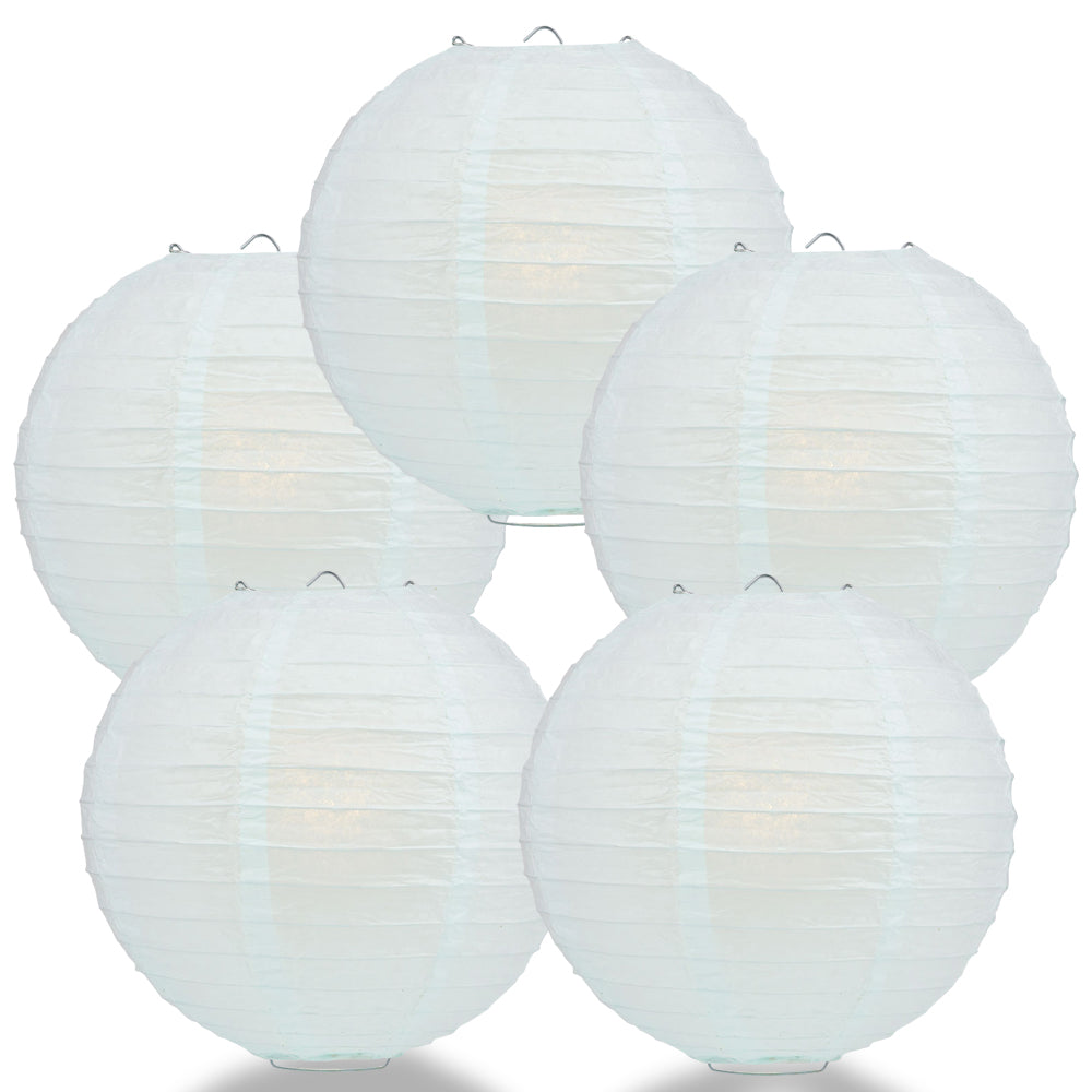 5 PACK | 12" Arctic Spa Blue Even Ribbing Round Paper Lanterns - PaperLanternStore.com - Paper Lanterns, Decor, Party Lights & More