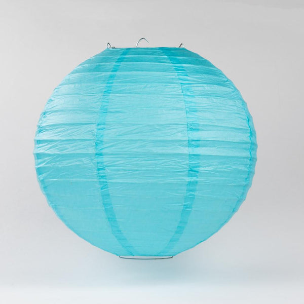 5 PACK | 12" Baby Blue Even Ribbing Round Paper Lanterns - PaperLanternStore.com - Paper Lanterns, Decor, Party Lights & More