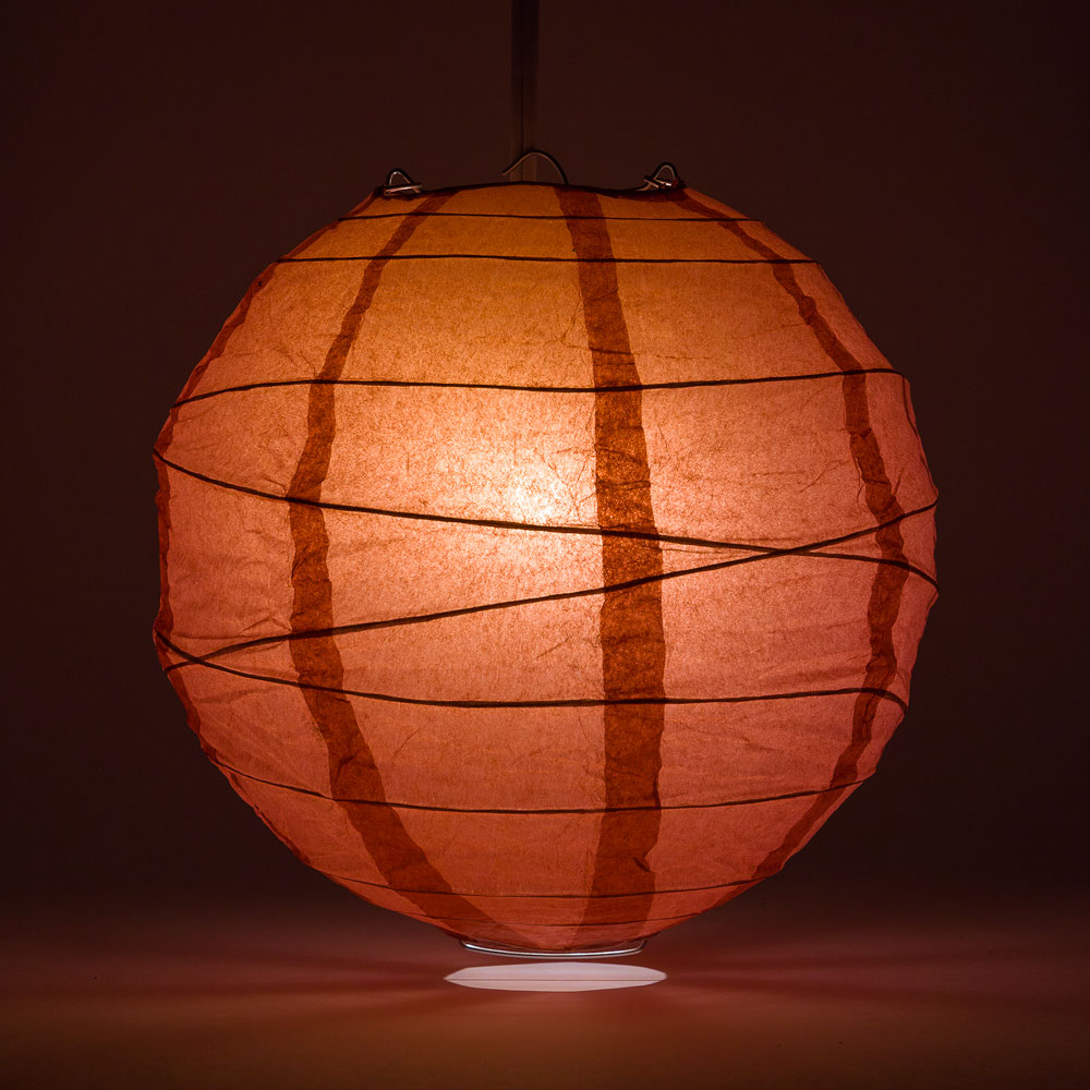 14" Marsala / Burgundy Wine Round Paper Lantern, Crisscross Ribbing, Chinese Hanging Wedding & Party Decoration - PaperLanternStore.com - Paper Lanterns, Decor, Party Lights & More