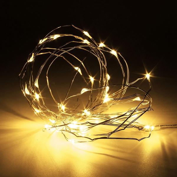 7 FT  20 LED Weatherproof Battery Operated Copper Wire Warm White