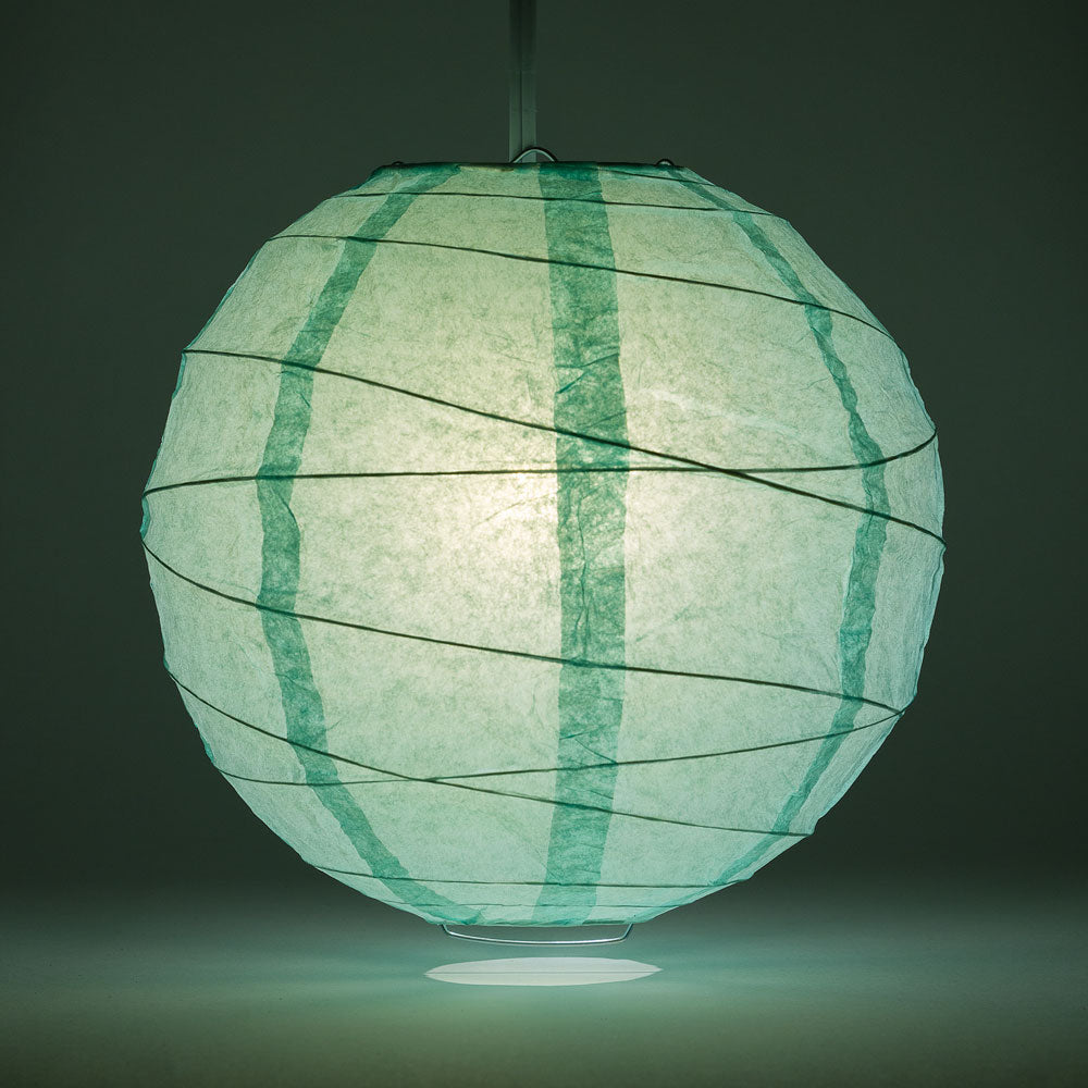 24" Cool Mint Green Round Paper Lantern, Crisscross Ribbing, Chinese Hanging Wedding & Party Decoration - PaperLanternStore.com - Paper Lanterns, Decor, Party Lights & More