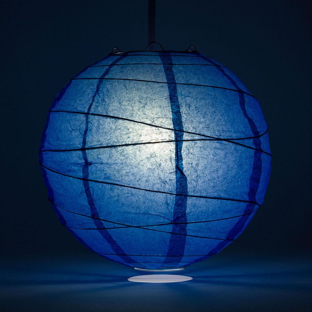 BULK PACK (5) 16" Dark Blue Round Paper Lantern, Crisscross Ribbing, Chinese Hanging Wedding & Party Decoration - PaperLanternStore.com - Paper Lanterns, Decor, Party Lights & More