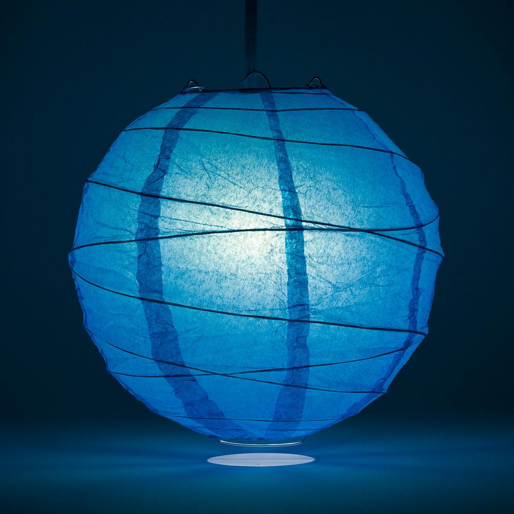 BULK PACK (5) 24" Turquoise Round Paper Lantern, Crisscross Ribbing, Chinese Hanging Wedding & Party Decoration - PaperLanternStore.com - Paper Lanterns, Decor, Party Lights & More